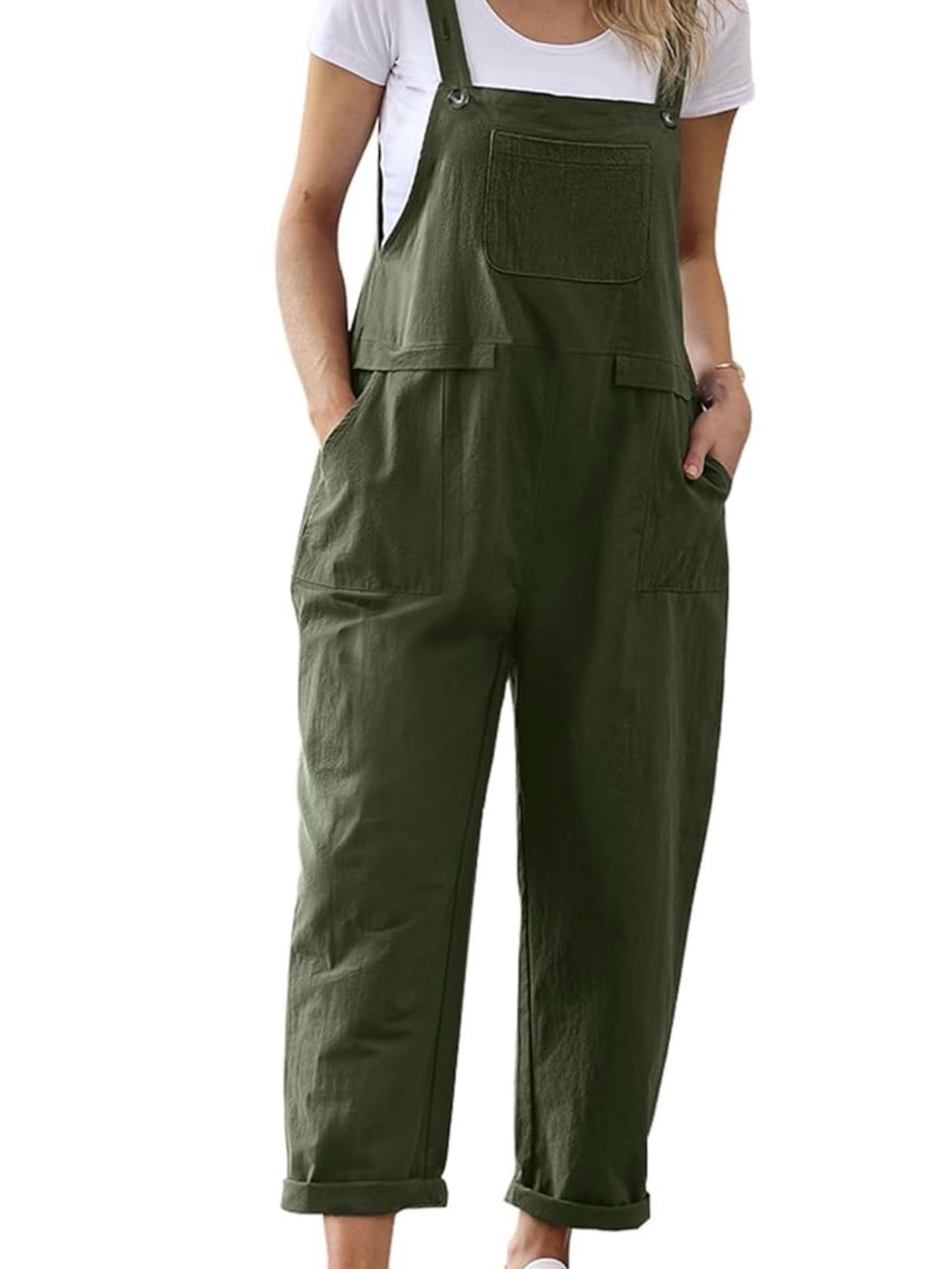 Amazon - Olive Green Women's Cotton Overalls Jumpsuit